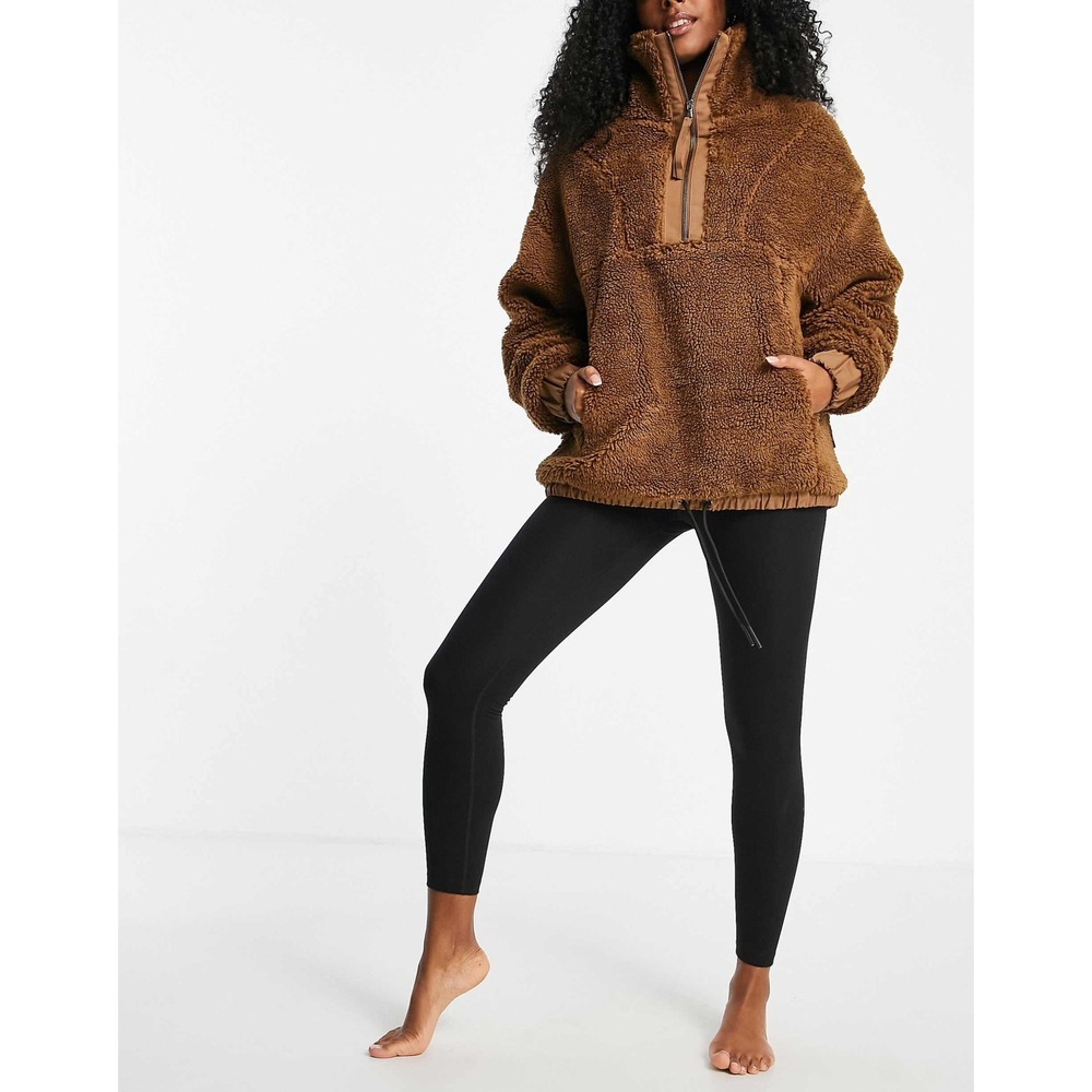 Varley Appleton Sherpa Sweatshirt Brown Quarter Zip Fleece Pullover Size Large